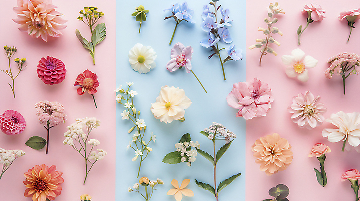JPG 편집이미지 꽃 분홍색 백그라운드 프레임 사람없음 화려 분류 편집실사 AI포토 AI콘텐츠 식물 컬러 컨셉 CG 파일형식