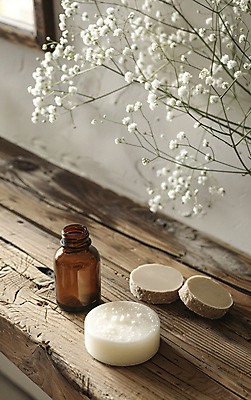 JPG 편집이미지 사람없음 뷰티 화장품 분위기 안개꽃 공병 편집실사 AI포토 AI콘텐츠 꽃 컨셉 CG 한해살이풀 병_담는 파일형식