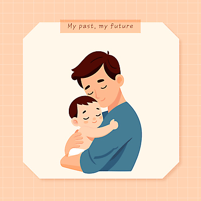 남자 행복 일러스트 가족 포옹 사랑 미소 상반신 성인 두명 평화 주황색 아기 아빠 격자 국내일러스트 AI파일 감정 컬러 컨셉 무늬 관계 안기 표정 사람 파일형식 벡터