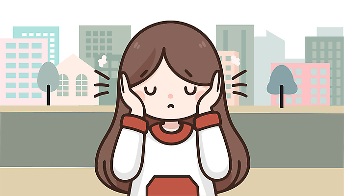 캐릭터 여자 일러스트 한명 상반신 성인 귀여움 눈감음 도시 귀막기 성인여자한명만 MZ세대 국내일러스트 일러캐릭터 AI파일 1 컨셉 모션 사람 손짓 세대 여자한명만 성인여자만 파일형식 벡터