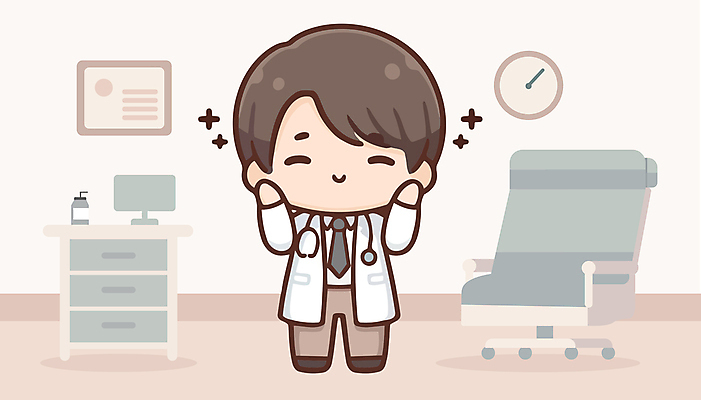 전신 캐릭터 남자 의자 일러스트 병원 한명 웃음 성인 의사 편안함 귀막기 살구색 진료실 성인남자한명만 국내일러스트 일러캐릭터 AI파일 1 컬러 가구 의학 표정 사람 손짓 진료 의료진 감각 남자한명만 성인남자만 파일형식 벡터