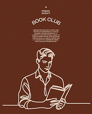 남자 포스터 라인일러스트 일러스트 레저 휴식 한명 상반신 성인 취미 책 독서 갈색 교양 집중 읽기 심플 성인남자한명만 몰입 독서모임 국내일러스트 AI파일 1 컬러 컨셉 모션 사람 남자한명만 성인남자만 파일형식 벡터