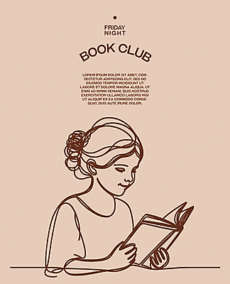 여자 포스터 어린이 라인일러스트 일러스트 휴식 한명 소녀 상반신 취미 책 독서 갈색 평화 교양 집중 심플 소녀한명만 몰입 독서모임 국내일러스트 AI파일 1 컬러 컨셉 사람 여자한명만 소녀만 파일형식 벡터