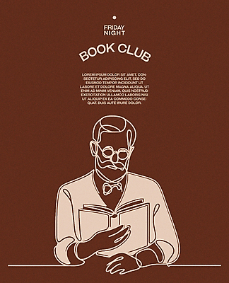 남자 포스터 안경 라인일러스트 일러스트 레저 휴식 한명 상반신 성인 취미 책 독서 갈색 교양 집중 심플 성인남자한명만 몰입 독서모임 국내일러스트 AI파일 1 잡화 컬러 컨셉 사람 남자한명만 성인남자만 파일형식 벡터