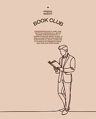 전신 남자 포스터 라인일러스트 일러스트 레저 휴식 한명 서기 성인 취미 책 독서 교양 자신감 집중 심플 베이지색 성인남자한명만 몰입 독서모임 국내일러스트 AI파일 1 감정 컬러 컨셉 모션 사람 남자한명만 성인남자만 파일형식 벡터