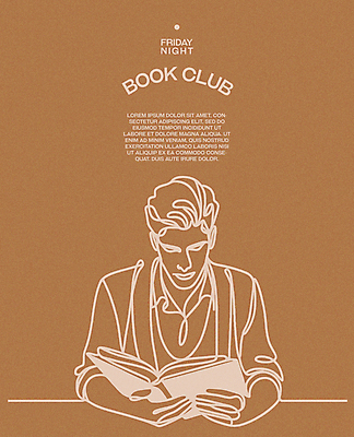 남자 포스터 라인일러스트 일러스트 레저 휴식 한명 상반신 성인 취미 책 인테리어 독서 갈색 교양 심플 성인남자한명만 안락 몰입 독서모임 국내일러스트 AI파일 1 디자인 컬러 컨셉 사람 남자한명만 성인남자만 파일형식 벡터