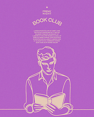 남자 포스터 라인일러스트 일러스트 레저 휴식 한명 상반신 성인 취미 책 독서 보라색 교양 집중 심플 심각 성인남자한명만 몰입 독서모임 국내일러스트 AI파일 1 컬러 컨셉 사람 남자한명만 성인남자만 파일형식 벡터