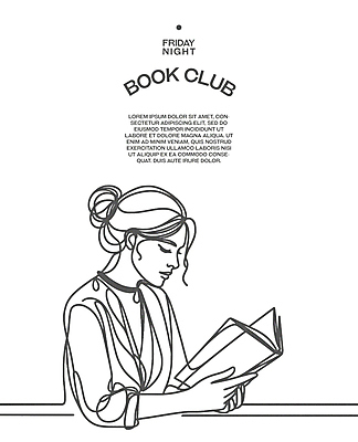 여자 포스터 라인일러스트 일러스트 레저 휴식 한명 상반신 성인 취미 책 독서 평화 교양 흰색 집중 심플 성인여자한명만 몰입 독서모임 국내일러스트 AI파일 1 컬러 컨셉 사람 여자한명만 성인여자만 파일형식 벡터