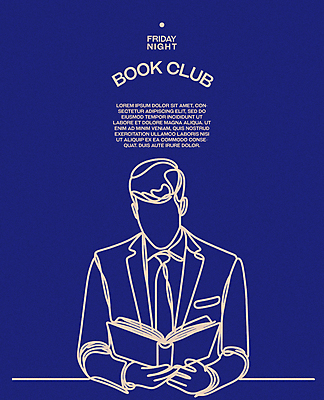 남자 포스터 라인일러스트 일러스트 레저 휴식 한명 상반신 성인 취미 책 파란색 독서 교양 우아함 집중 심플 성인남자한명만 몰입 독서모임 국내일러스트 AI파일 1 컬러 컨셉 사람 남자한명만 성인남자만 파일형식 벡터