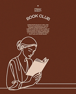 여자 포스터 라인일러스트 일러스트 탁자 레저 휴식 한명 상반신 성인 취미 책 독서 갈색 교양 집중 심플 성인여자한명만 몰입 차분 독서모임 국내일러스트 AI파일 1 컬러 가구 컨셉 사람 여자한명만 성인여자만 파일형식 벡터