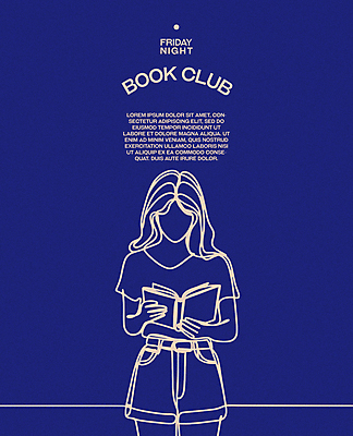 여자 포스터 라인일러스트 일러스트 레저 휴식 한명 서기 상반신 성인 취미 책 파란색 독서 집중 모던 심플 성인여자한명만 몰입 독서모임 국내일러스트 AI파일 1 컬러 컨셉 모션 사람 여자한명만 성인여자만 파일형식 벡터