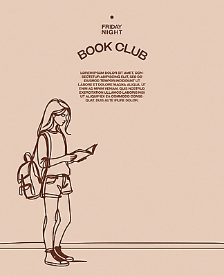 전신 여자 포스터 라인일러스트 일러스트 레저 휴식 한명 서기 성인 취미 책 독서 교양 집중 심플 베이지색 성인여자한명만 몰입 독서모임 국내일러스트 AI파일 1 컬러 컨셉 모션 사람 여자한명만 성인여자만 파일형식 벡터