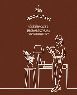 전신 식물 여자 포스터 라인일러스트 일러스트 탁자 레저 휴식 조명 한명 성인 취미 책 독서 갈색 교양 편안함 집중 심플 성인여자한명만 몰입 독서모임 국내일러스트 AI파일 1 컬러 가구 컨셉 사람 감각 여자한명만 성인여자만 파일형식 벡터