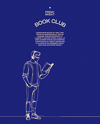 남자 포스터 라인일러스트 일러스트 레저 휴식 한명 서기 상반신 성인 취미 책 파란색 독서 교양 집중 심플 성인남자한명만 몰입 독서모임 국내일러스트 AI파일 1 컬러 컨셉 모션 사람 남자한명만 성인남자만 파일형식 벡터