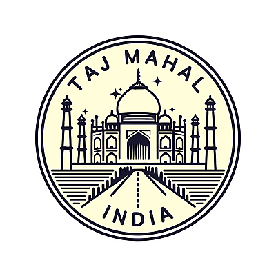 건축 일러스트 사람없음 세계 인도 타지마할 랜드마크 베이지색 국내일러스트 AI파일 아시아 컬러 세계문화유산 파일형식 벡터