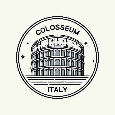 건축 일러스트 사람없음 세계 검은색 이탈리아 콜로세움 랜드마크 국내일러스트 AI파일 유럽 컬러 로마 파일형식 벡터