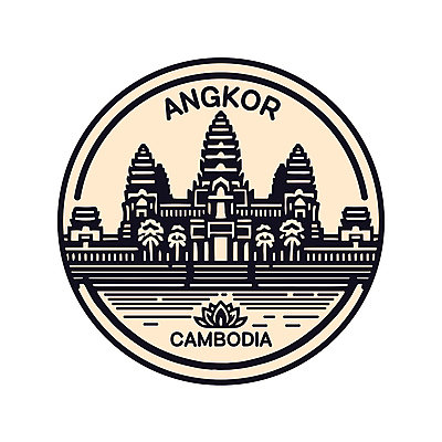 건축 일러스트 사람없음 세계 캄보디아 앙코르와트 랜드마크 베이지색 국내일러스트 AI파일 아시아 컬러 파일형식 벡터