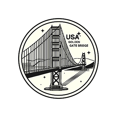 건축 바다 일러스트 사람없음 세계 미국 금문교 랜드마크 베이지색 국내일러스트 AI파일 컬러 북아메리카 다리_건축물 파일형식 벡터