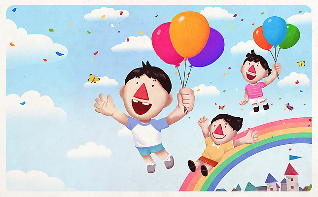 전신 PSD 구름 여자 남자 어린이 나비 무지개 일러스트 상상 하늘 미소 소녀 소년 세명 손들기 만세 놀이공원 비행 성 미끄럼틀 어린이날 즐거움 5월행사 꽃가루 가정의달 풍선 어린이만 국내일러스트 자연요소 건축물 기념일 감정 곤충 모션 표정 사람 이벤트 테마파크 놀이기구 5월 가루 파일형식