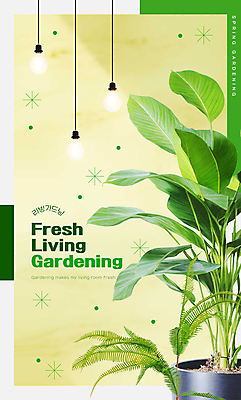 PSD 식물 편집이미지 화분 조명 타이포그라피 사람없음 초록색 성장 원예 이미지편집 문자 컬러 취미 파일형식