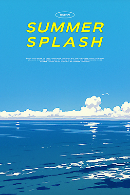 PSD 구름 디자인 포스터 물결 바다 여행 일러스트 하늘 휴식 타이포그라피 해변 사람없음 파란색 여름휴가 자유 국내일러스트 자연요소 문자 컬러 컨셉 휴가 파일형식 여름_계절