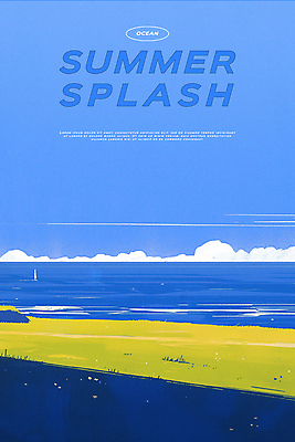 PSD 구름 디자인 포스터 바다 여행 요트 일러스트 하늘 휴식 초원 타이포그라피 해변 사람없음 파란색 여름휴가 자유 국내일러스트 자연요소 문자 컬러 컨셉 배_교통 휴가 파일형식 여름_계절