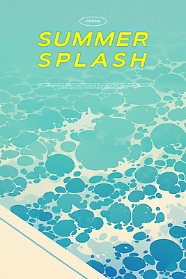 PSD 디자인 포스터 물결 바다 여행 일러스트 휴식 타이포그라피 해변 사람없음 파란색 여름휴가 자유 수면 국내일러스트 문자 컬러 컨셉 휴가 물 파일형식 여름_계절