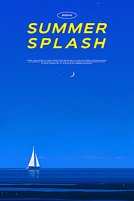 PSD 디자인 포스터 여행 요트 일러스트 하늘 휴식 타이포그라피 해변 사람없음 파란색 여름휴가 자유 초승달 밤바다 국내일러스트 문자 바다 컬러 컨셉 배_교통 휴가 달 야간 파일형식 여름_계절
