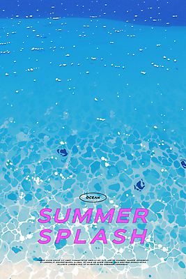 PSD 디자인 포스터 바다 여행 일러스트 휴식 타이포그라피 해변 사람없음 파란색 여름휴가 자유 잔물결 국내일러스트 문자 물결 컬러 컨셉 휴가 파일형식 여름_계절