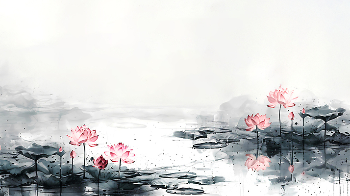 JPG 불교 일러스트 자연 연꽃 수묵화 사람없음 공백 흐름 연못 연잎 번짐 국내일러스트 AI일러스트 AI콘텐츠 꽃 종교 컨셉 잎 미술 생태계 파일형식 효과