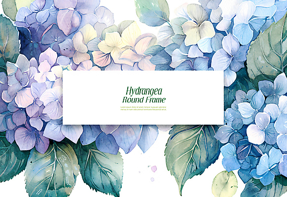 PSD 편집이미지 잎 수채화 프레임 사람없음 파란색 봄 테두리 수국 카피스페이스 이미지편집 카드프레임 식물 계절 꽃 컬러 공백 파일형식