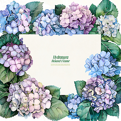 PSD 편집이미지 잎 수채화 프레임 사람없음 파란색 봄 테두리 수국 카피스페이스 이미지편집 카드프레임 식물 계절 꽃 컬러 공백 파일형식