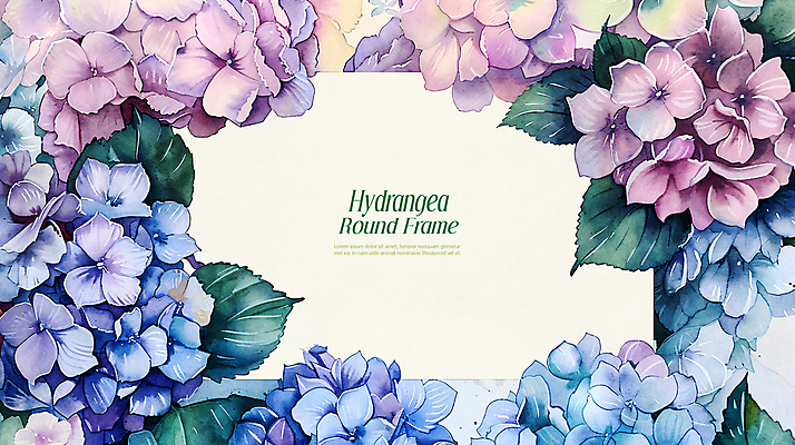 PSD 편집이미지 잎 수채화 프레임 사람없음 파란색 봄 테두리 수국 카피스페이스 이미지편집 카드프레임 식물 계절 꽃 컬러 공백 파일형식