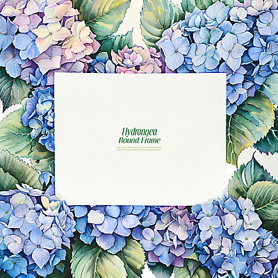 PSD 편집이미지 잎 수채화 프레임 사람없음 파란색 봄 테두리 수국 카피스페이스 이미지편집 카드프레임 식물 계절 꽃 컬러 공백 파일형식