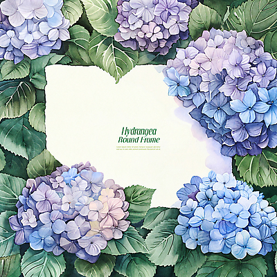 PSD 편집이미지 잎 수채화 프레임 사람없음 파란색 봄 테두리 수국 카피스페이스 이미지편집 카드프레임 식물 계절 꽃 컬러 공백 파일형식