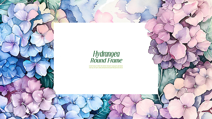 PSD 편집이미지 잎 수채화 프레임 사람없음 파란색 봄 테두리 수국 카피스페이스 이미지편집 카드프레임 식물 계절 꽃 컬러 공백 파일형식