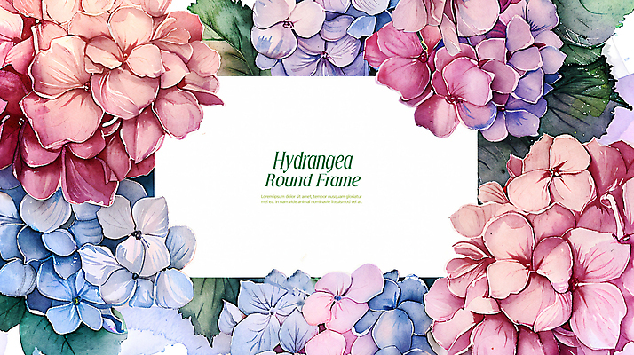 PSD 편집이미지 잎 수채화 프레임 사람없음 파란색 봄 테두리 수국 카피스페이스 이미지편집 카드프레임 식물 계절 꽃 컬러 공백 파일형식