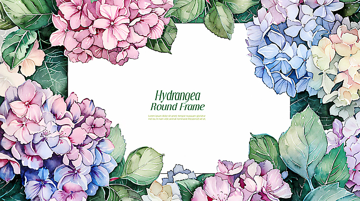 PSD 편집이미지 잎 수채화 프레임 사람없음 파란색 봄 테두리 수국 카피스페이스 이미지편집 카드프레임 식물 계절 꽃 컬러 공백 파일형식