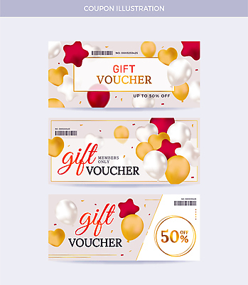 디자인 일러스트 선물 사람없음 빨간색 세트 세일 금색 상품권 쿠폰 바코드 꽃가루 하트풍선 기프트카드 국내일러스트 AI파일 컬러 하트 카드 가루 풍선 파일형식 벡터