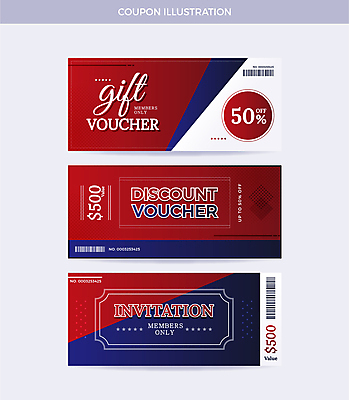 디자인 일러스트 사람없음 빨간색 파란색 세트 세일 상품권 쿠폰 바코드 멤버십 기프트카드 국내일러스트 AI파일 컬러 카드 파일형식 벡터