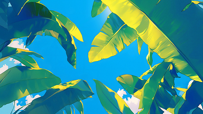 JPG 구름 백그라운드 일러스트 자연 하늘 나뭇잎 밝음 그림자 사람없음 초록색 여름 햇빛 태양 맑음 싱그러움 국내일러스트 AI일러스트 AI콘텐츠 자연요소 계절 컬러 잎 날씨 생태계 파일형식