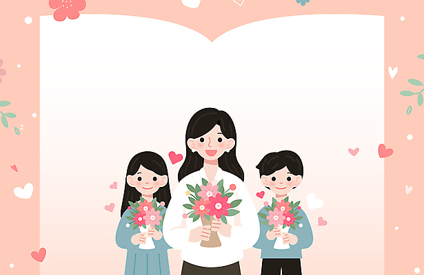 여자 교육 남자 어린이 꽃다발 잎 일러스트 학교 사랑 미소 들기 소녀 소년 상반신 성인 책 세명 교사 하트 스승의날 감사 카피스페이스 국내일러스트 AI파일 모양 식물 직업 기념일 꽃 감정 모션 표정 사람 공백 파일형식 벡터