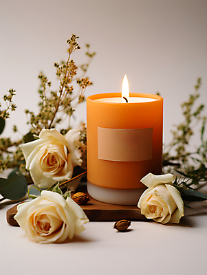 JPG 편집이미지 꽃 잎 불 사람없음 주황색 오브젝트 감성 향초 편집실사 AI포토 AI콘텐츠 자연요소 식물 컬러 컨셉 초 CG 파일형식