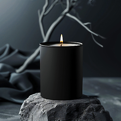 JPG 편집이미지 불 사람없음 검은색 돌_바위 분위기 천 오브젝트 감성 향초 편집실사 AI포토 AI콘텐츠 자연요소 컬러 컨셉 초 직물 CG 파일형식