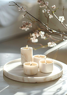 JPG 편집이미지 꽃 불 사람없음 햇빛 나뭇가지 분위기 오브젝트 감성 향초 편집실사 AI포토 AI콘텐츠 자연요소 나무 식물 컨셉 초 태양 CG 파일형식