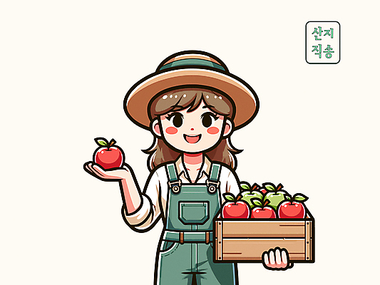 여자 일러스트 한명 들기 상반신 성인 판매 수확 신선 사과 농부 나무상자 밀짚모자 풋사과 직거래 성인여자한명만 산지직송 국내일러스트 AI파일 직업 모자_잡화 1 농업 과일 모션 사람 상자 거래 배송 여자한명만 성인여자만 파일형식 벡터 직송