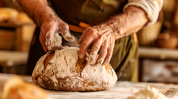 JPG 편집이미지 손 빵 신체부위 빵집 밀가루 제빵 제빵사 편집실사 AI인물포토 AI콘텐츠 직업 음식 사람 제과제빵 상점 가루 CG 파일형식 AI포토
