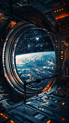 JPG 편집이미지 과학 창문 사람없음 우주 행성 우주선 디지털합성 편집실사 AI포토 AI콘텐츠 CG 파일형식