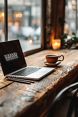 PSD 편집이미지 비즈니스 촛불 창문 사람없음 노트북 연필 카페 커피잔 보케 카피스페이스 이미지편집 커피 초 학용품 잔 전자제품 필기구 상점 공백 파일형식