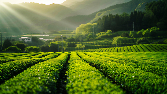 JPG 편집이미지 잎 밭 사람없음 초록색 햇빛 농사 디지털합성 녹차잎 편집실사 AI포토 AI콘텐츠 식물 컬러 농업 태양 녹차 CG 찻잎 파일형식